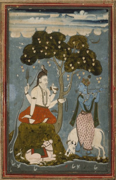 Shiva et Krishna, milieu des années 1700 - Indian School